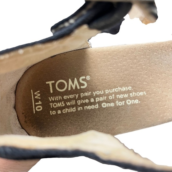 TOMS Cork Wedge Ankle Strap Platform Sandals High Heels Criss Cross Shoes sz 10 - Picture 14 of 16